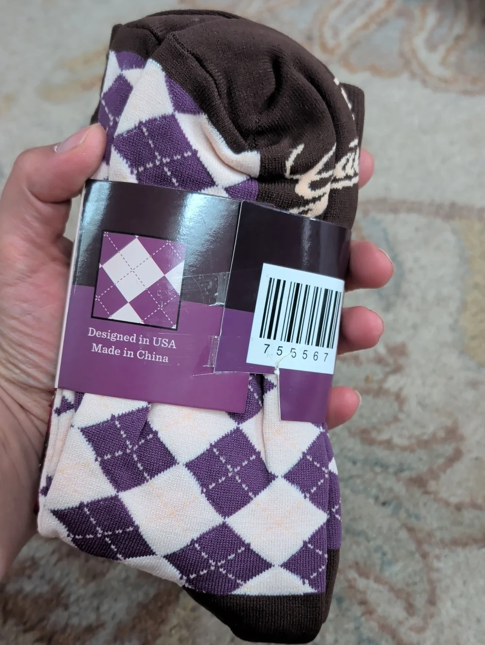 Graeter's Ice Cream Classic Argyle Socks - Brown & Burgundy